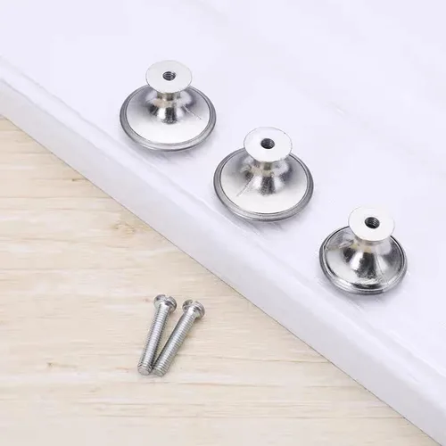 Miniatura 5 de 4 pomos de puerta de armario, pomo de puerta de cajón de armario para muebles de cocina, perilla de gabinete de acero inoxidable con tornillos, gris