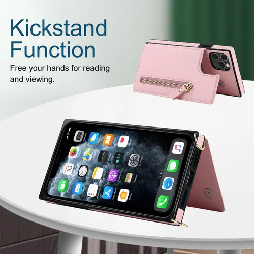 Miniatura 3 de Funda cruzada para teléfono iPhone 11 Pro Max de cuero con tarjetero, funda protectora extraíble y ajustable con botón compatible con iPhone 11 Pro