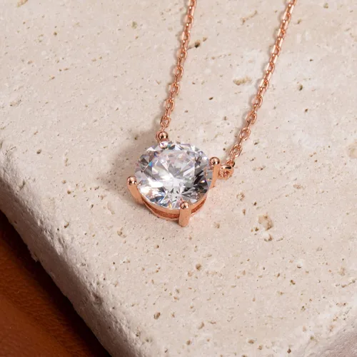 Miniatura 3 de S.Leaf - Collar con colgante de plata de ley con circonia cúbica y solitario, para mujer