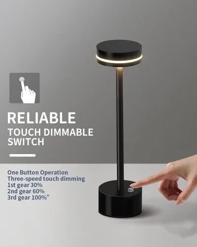 Miniatura 6 de PUSU Juego de lámparas de mesa inalámbricas de 2 unidades, lámpara de escritorio LED portátil con batería, luces de mesa de 3 niveles de brillo