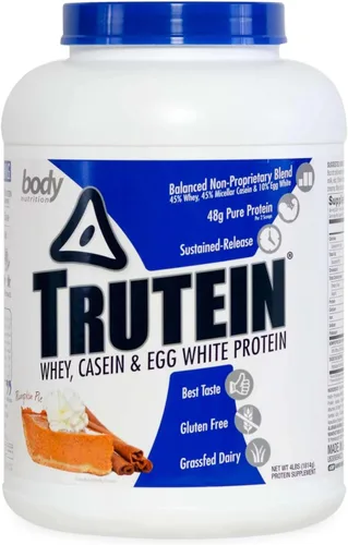 Miniatura 10 de Body Nutrition Trutein Polvo de Proteína Alto: 45% Suero, 45% Caseína, 10% Clara de Huevo, Sin Gluten, Bajo en Sodio, Polvo de Proteína de Suero