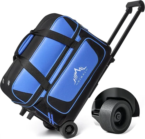 GoHimal Bolsa de bolos de doble rodillo para 2 bolas con compartimento separado para zapatos de boliche (hasta talla 15 de hombre de EE. UU.) y