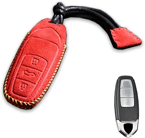 Miniatura 6 de Luxury Suede Handmade Leather Key Fob Case Holder Shell Fit for Lamborghini URUS 2018-2020 With Key Chain