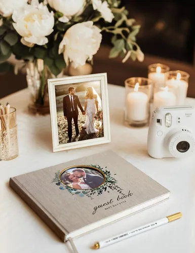 Miniatura 6 de Libro de invitados de boda, Libro de invitados para recepción de boda, Libro de invitados Polaroid para boda de 100 páginas en papel con tapa dura