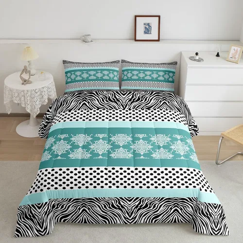 Miniatura 11 de Juego de ropa de cama individual de piel de cebra, guepardo y leopardo, para niños y adultos, juego de edredón de piel de animales salvajes