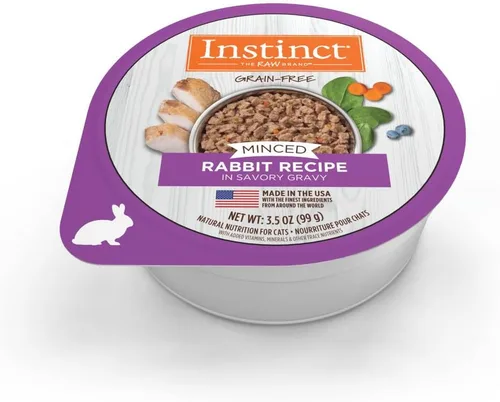 Miniatura 2 de Instinct Receta picada sin granos con conejo real, comida húmeda natural para gatos, tazas de 3.5 onzas (caja de 12)