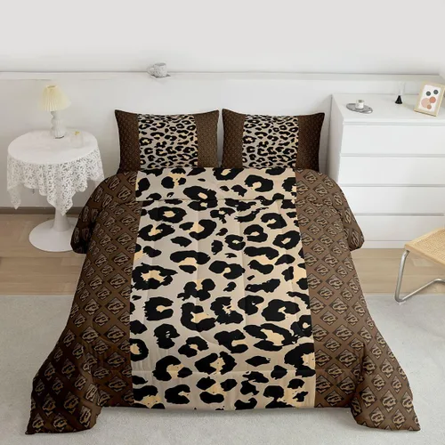 Miniatura 3 de Erosebridal Juego de edredón con estampado de leopardo, juego de ropa de cama con estampado de guepardo, juego de ropa de cama y colecciones