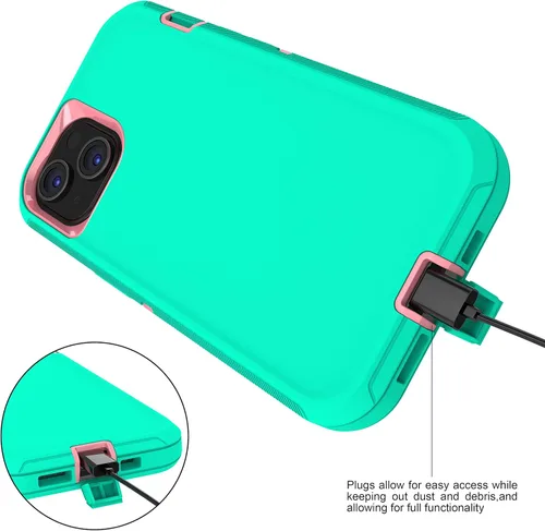 Miniatura 5 de MXX Funda para iPhone 13, con protector de pantalla de vidrio templado, protector de lente de cámara de 3 capas de alta resistencia, a prueba
