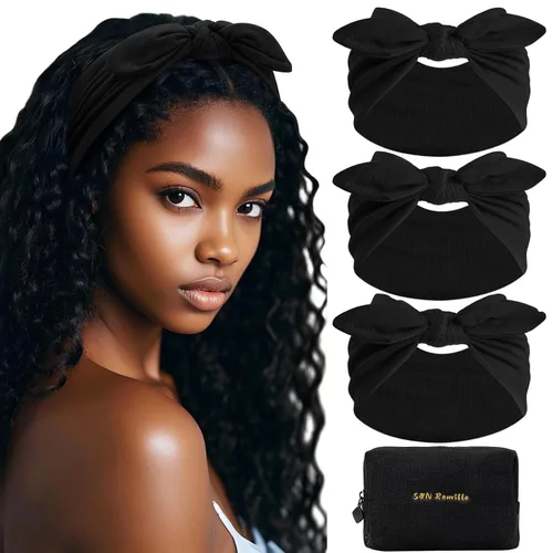 Miniatura 11 de S&N Remille Diademas anchas para mujer, banda para el cabello grande, diadema elástica antideslizante, accesorios con nudos torcidos, accesorios