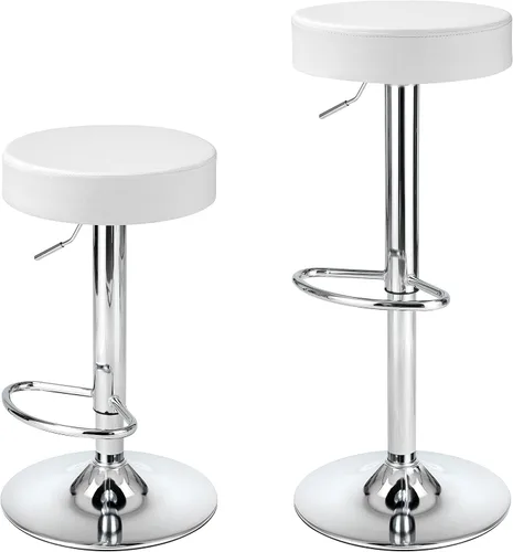 Miniatura 8 de Finnhomy Juego de 2 taburetes de bar de altura de mostrador, taburetes de bar giratorios con reposapiés y espalda descubierta, taburetes de bar Negro