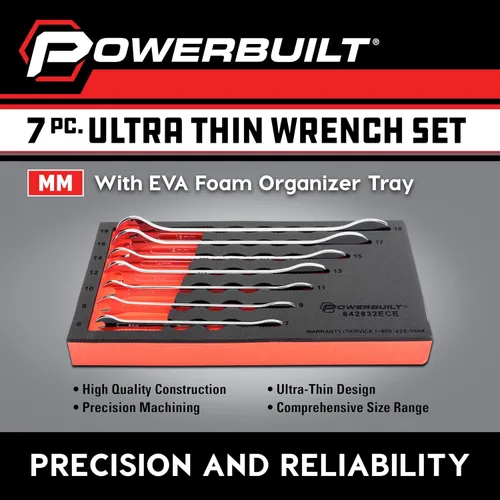 Miniatura 2 de Powerbuilt Juego de llaves ultrafinas de 7 piezas, métricas, bandeja de almacenamiento de formato EVA, 0.236x0.276 in a 0.709x0.748 in - 642832ECE