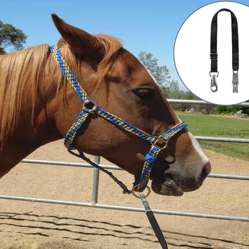 Miniatura 5 de Corbata de remolque para transporte de caballos, corbata cruzada con correas de nailon ajustables, cables con cierre de pánico y broche de toro