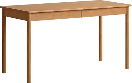 Miniatura 28 de Escritorio de madera maciza con acabado de nogal, escritorio pequeño para oficina en casa, escritorio de computadora para espacios pequeños