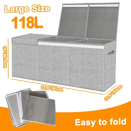 Miniatura 5 de Pantryily Caja de Juguetes Extra Grande para Niñas y Niños - Cajas Cofre de Juguetes Plegables Organizadoras y Almacenamiento para Sala de Estar