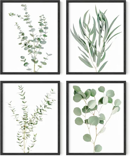 Miniatura 48 de HAUS AND HUES Arte de pared floral gris, juego de 4 pósteres de plantas para pared vintage, impresiones botánicas, cuadros de flores en blanco