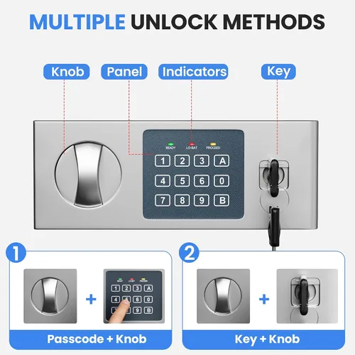 Miniatura 3 de Caja de seguridad de 1.2 pies cúbicos, caja de seguridad digital con estante y teclado y combinación, caja de seguridad digital de acero aleado
