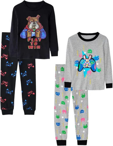 Miniatura 6 de Pijamas de algodón de 4 piezas para niños, conjunto de pijamas de Navidad y Halloween para niños