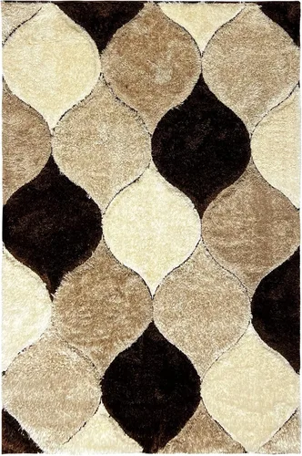 Miniatura 2 de Alfombra de área 4D color marrón de 5 x 7 pulgadas, felpa gruesa y suave y moderna, resistente a las manchas, fácil de limpiar y hecha a máquina