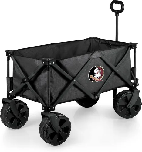 PICNIC TIME NCAA Adventure Wagon Elite - Carro de playa plegable todo terreno con ruedas grandes, tapa superior de mesa y forro suave para enfriar,