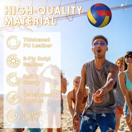 Miniatura 3 de Woanger 6 pelotas de voleibol tamaño oficial 5, impermeables, suaves, recreativas, con bomba y bolsa de red, para niños, jóvenes, adultos, Azul