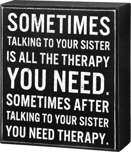 Jetec Funny Sister Gifts Sometimes Talking to Your Sister Is All the Therapy You Need - Letrero de madera de 5.9 x 5.1 pulgadas, placas divertidas