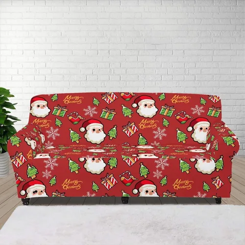 Miniatura 4 de GIFTPUZZ Funda de sofá roja navideña, protector de sofá con parte inferior elástica para sala de estar, dormitorio y decoración de oficina, elegante