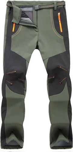 TBMPOY - Pantalones de esquí de nieve impermeables con forro polar para hombre, para senderismo, montaña, revestimiento suave con cinturón