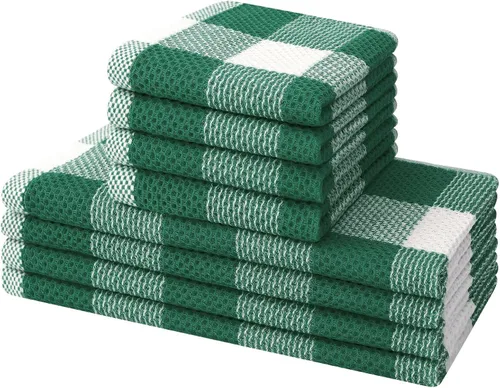 Miniatura 23 de Mordimy Toallas de cocina 100% algodón con tejido de gofre, 13 x 28 pulgadas, paños de cocina súper suaves y absorbentes para secar platos, paquete