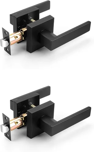 Miniatura 159 de Probrico Paquete de 4 manijas de puerta simuladas en negro mate, manijas interiores que no giran, manijas reversibles resistentes para interiores