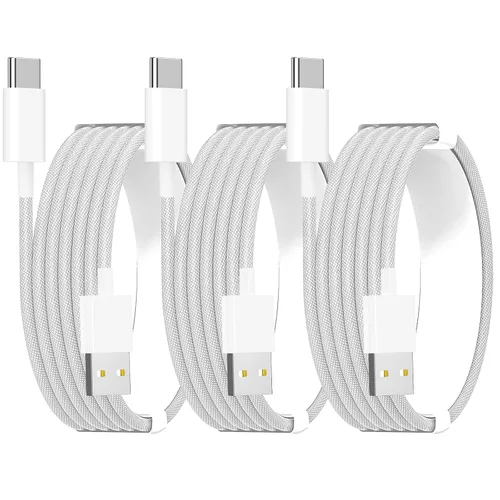 Miniatura 14 de Cable Carplay de coche para iPhone 17, cable de carga rápida, paquete de 3 unidades de 6 pies 60 W, USB A a USB C, multicolor, cable trenzado