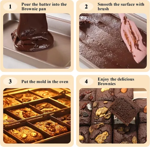 Miniatura 4 de Sartén para brownie con divisores, moldes antiadherentes para cortar brownies, todos los bordes, bandeja de acero al carbono para hornear 18