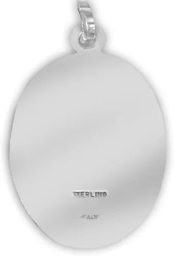 Miniatura 2 de True Faith Jewelry Customizable Sterling Silver Oval Patron Medal 78 Inch