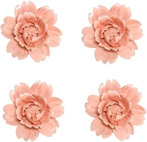 Miniatura 8 de Insiswiner - Escultura de flores de cerámica hecha a mano para colgar en la pared, decoración 3D, peonía azul