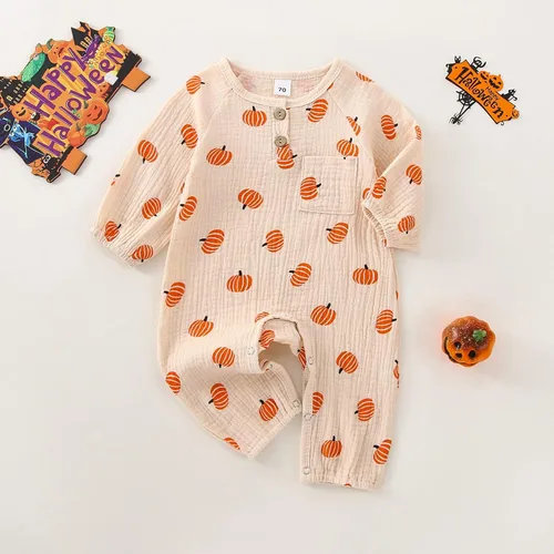 Miniatura 168 de Disfraz de Halloween para bebé niño y niña, mameluco de manga larga con diseño de calabaza, mameluco para Halloween