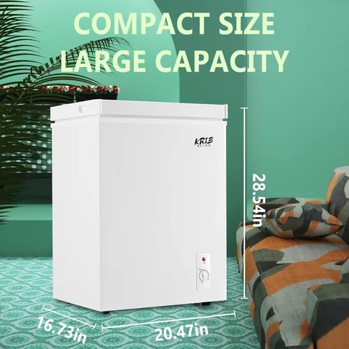 Miniatura 7 de Congelador de Cofre Compacto de 3.5 Pies Cúbicos con Canasta Removible, Krib Bling Congelador Profundo Independiente de Puerta Superior Abierta