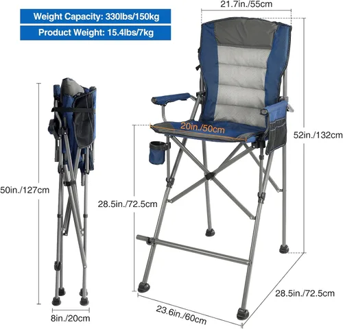 Miniatura 3 de REDCAMP Silla de campamento alta de gran tamaño para adultos, silla de directores plegable portátil de 330 libras, taburete plegable de altura