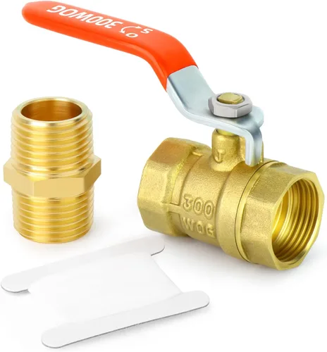 GASHER Kit de válvula de bola mini de latón, 3/4 pulgadas hembra x hembra de rosca hembra con pezón