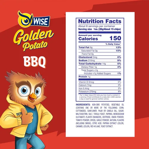 Miniatura 3 de Wise Snacks BBQ Patatas fritas, 0.75 onzas (paquete de 40) – Asador crujiente y sabroso, sin gluten, sin OMG, papas fritas perfectas para fiestas