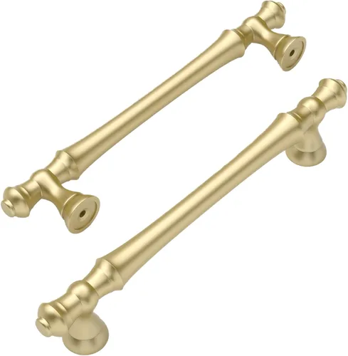 Miniatura 34 de Amerdeco ZH0014 - Juego de 10 tiradores de gabinete de latón antiguo de 3 pulgadas (76mm) con agujero central, herrajes para gabinetes de cocina