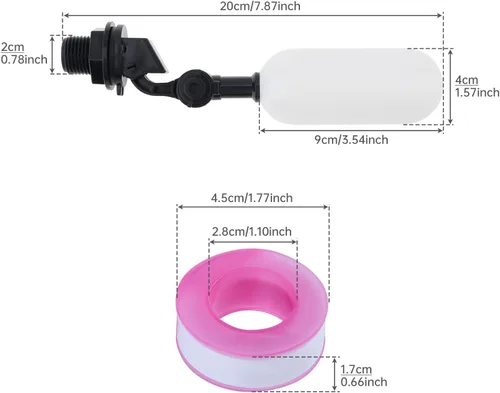 Miniatura 2 de Válvula de flotador, 2 unidades de 1/2 pulgada de control de nivel de agua de brazo ajustable válvula de agua de llenado automático para ganado