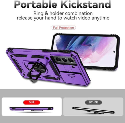 Miniatura 6 de Funda para Samsung Galaxy S21 Plus con cubierta para lente de cámara, protector de pantalla HD, probado contra caídas de grado militar, soporte