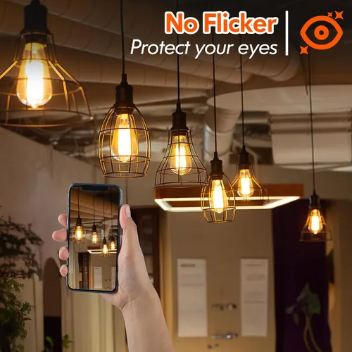 Miniatura 4 de Kondras - Bombillas LED regulables con diseño vintage, 4 W equivalentes a 40 W, bombillas de filamento LED ST58 con diseño antiguo, bombillas LED