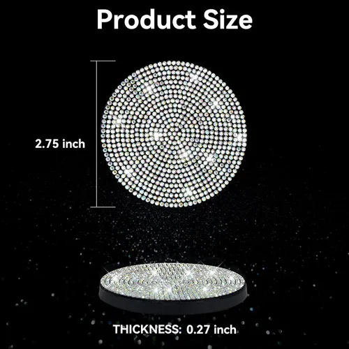Miniatura 2 de SINGARO Posavasos brillantes para automóvil, 2 portavasos antideslizantes universales, posavasos decorativos integrados, accesorios interiores