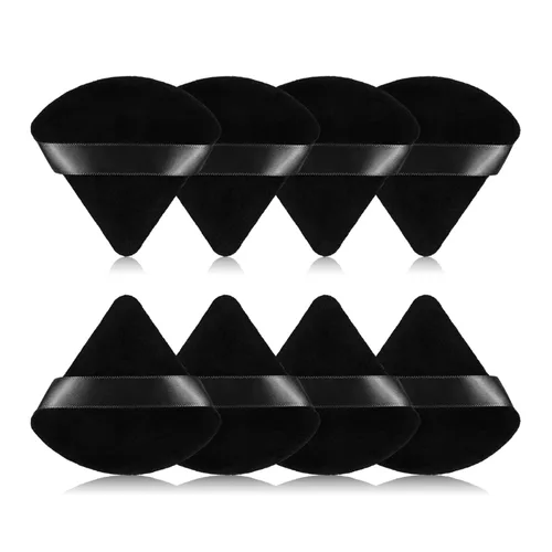 Miniatura 10 de 8 piezas Esponja para polvo de cara en forma de triángulo, suave y aterciopelada, para polvo suelto, polvo corporal, esponja de maquillaje