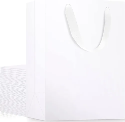 Miniatura 48 de EUSOAR Bolsas de compras y mercancías, tamaño mediano, 25 piezas de 7.8 x 3.9 x 11 pulgadas, bolsas de regalo reciclables de papel kraft marrón