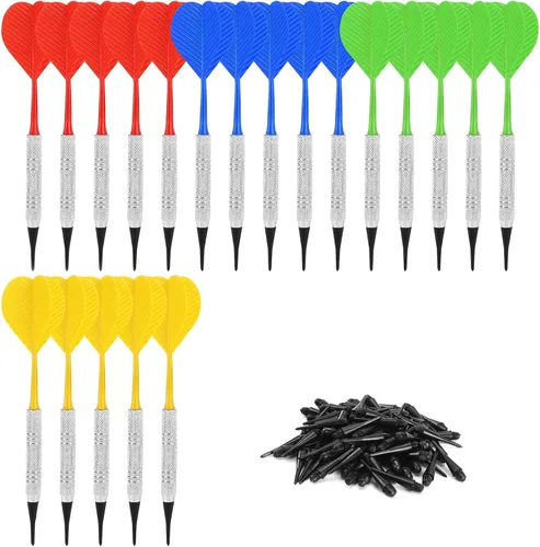 Miniatura 10 de Accmor Soft Tip Darts, Bar Dart, Plastic Tip Darts Set, Attach Extra 100 Black 2BA Replacement Tips, Soft Tip Darts for Electronic/Plastic Dartboard