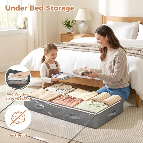 Miniatura 2 de Budding Joy - Contenedores de almacenamiento debajo de la cama de 90L, organizador de bolsas de almacenamiento debajo de la cama de gran capacidad