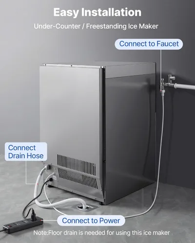 Miniatura 6 de VEVOR Máquina comercial para hacer hielo, 200 libras/24 horas con capacidad de almacenamiento de 50 libras, integrada/independiente/debajo