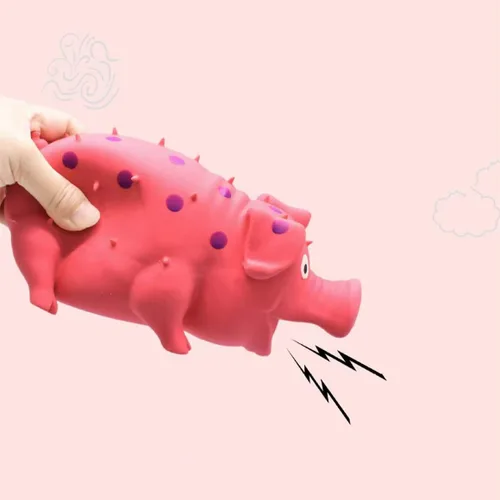 Miniatura 2 de Juguetes para perros Squeaky Pig - Paquete de 2 juguetes para perros que gruñen gruñidos para perros pequeños, medianos y grandes, juguete para Rojo