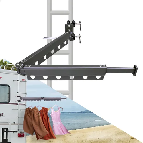 Tendedero de ropa para caravana mejorado, colgador telescópico de lavandería trapezoidal de 50 pulgadas, aluminio de aviación, plegable y resistente